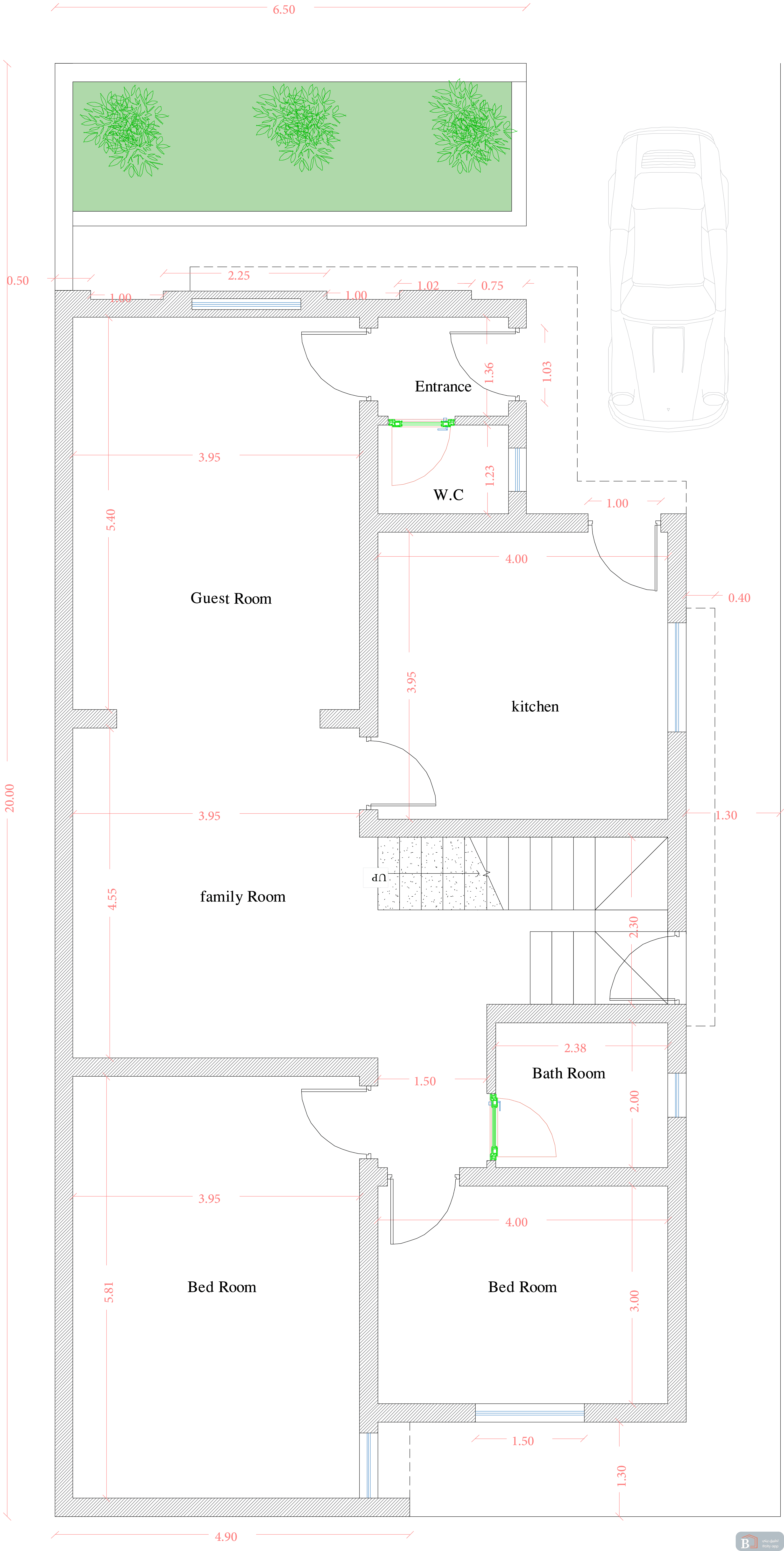 مخطط طابق واحد m²200  (2+2)