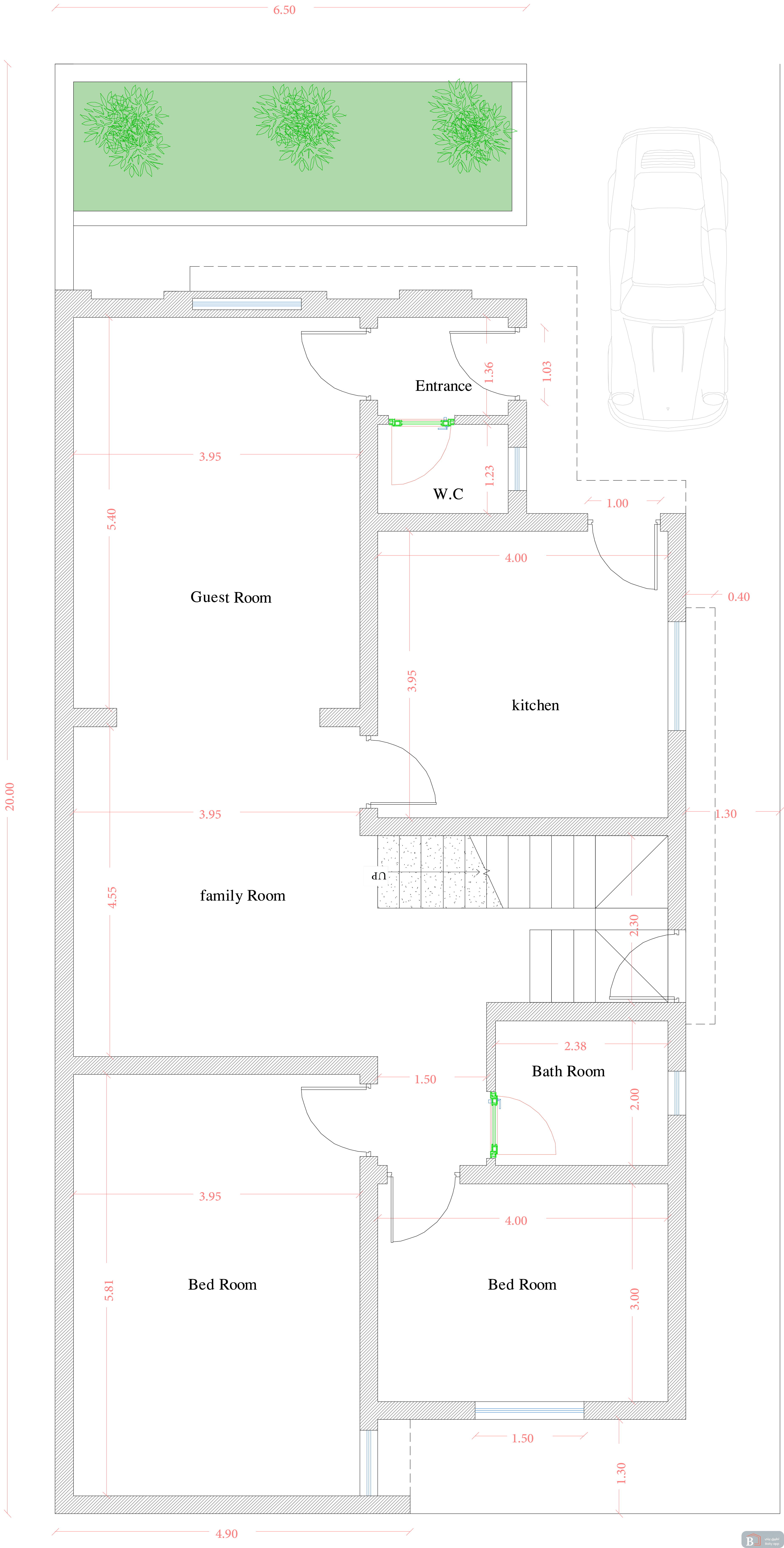مخطط طابقين m² 200 (4+2)